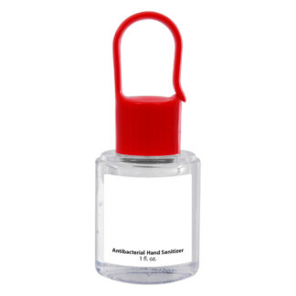 1 Oz Hand Sanitizer with Carabiner Cap Custom Red