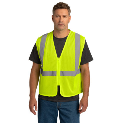 ANSI 107 Class 2 Economy Mesh Zippered Vest Custom - Image 2