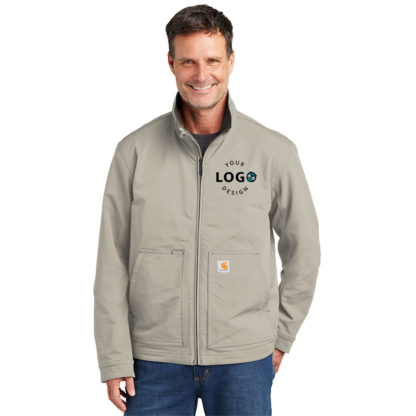 Carhartt Super Dux Soft Shell Jacket Greige Model with Logo