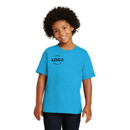 Custom Youth T-Shirt Blue Left Pocket Logo