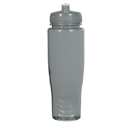 Imprinted Poly Clear Plastic Water Bottle Charcoal