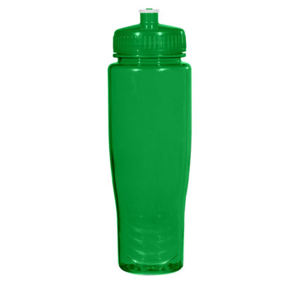 Imprinted Poly Clear Plastic Water Bottle Green