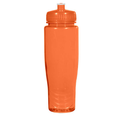 Imprinted Poly Clear Plastic Water Bottle Orange