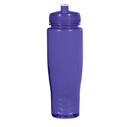 Imprinted Poly Clear Plastic Water Bottle Purple