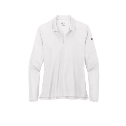 Nike Ladies Dri-FIT Micro Pique 2.0 Long Sleeve Polo White