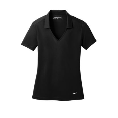 Nike Ladies Dri Fit Vertical Mesh Polo Black Custom