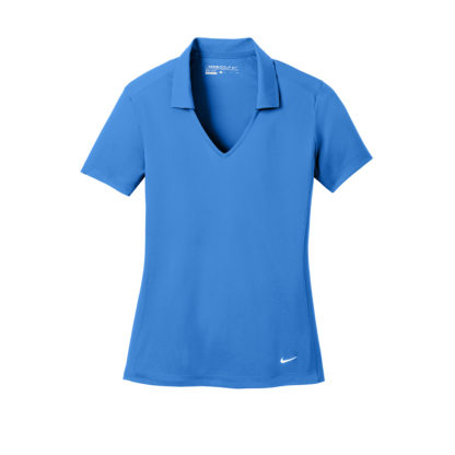 Nike Ladies Dri Fit Vertical Mesh Polo Brisk Blue Custom