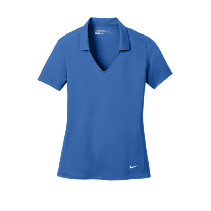 Nike Ladies Dri Fit Vertical Mesh Polo Gym Blue Custom