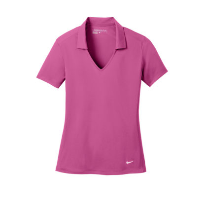Nike Ladies Dri Fit Vertical Mesh Polo Pink Fire Custom