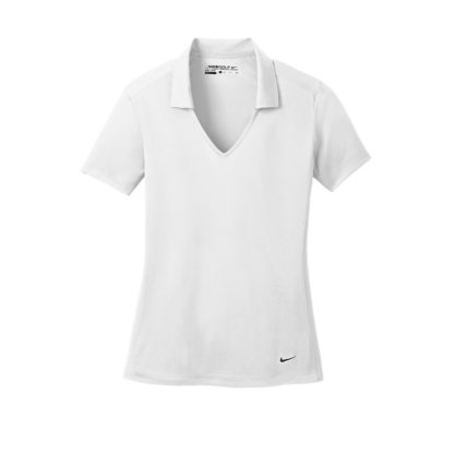 Nike Ladies Dri Fit Vertical Mesh Polo White Custom