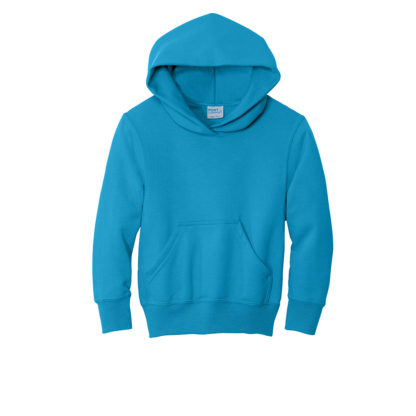 Port and Company Youth Core Fleece Pullover Hooded Sweatshirt Neon Blue