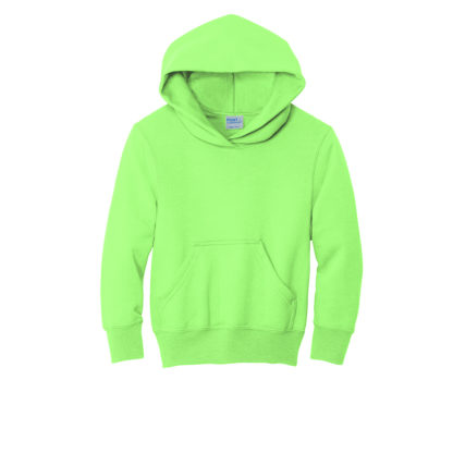 Port and Company Youth Core Fleece Pullover Hooded Sweatshirt Neon Green