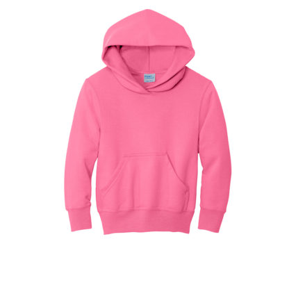 Port and Company Youth Core Fleece Pullover Hooded Sweatshirt Neon Pink