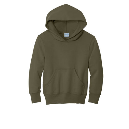 Port and Company Youth Core Fleece Pullover Hooded Sweatshirt Olive Green