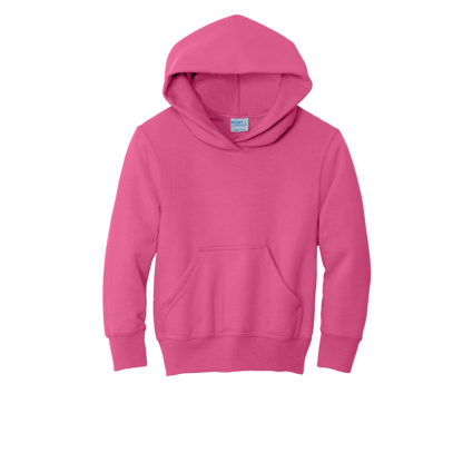 Port and Company Youth Core Fleece Pullover Hooded Sweatshirt Sangria Pink