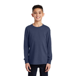 Port and Company Youth Long Sleeve Core Cotton Tee Model