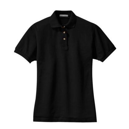 Port Authority Ladies Heavyweight Cotton Pique Polo Black Front