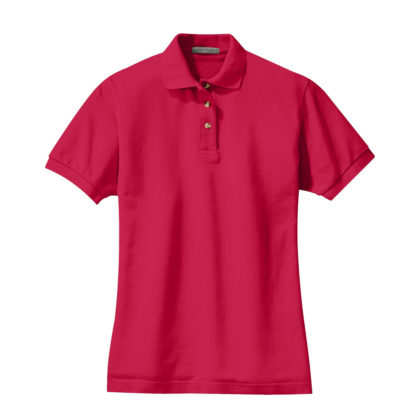 Port Authority Ladies Heavyweight Cotton Pique Polo Red Front