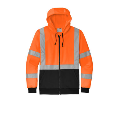 Safety Orange Zip Up Hoodie Custom Front