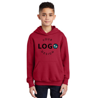 Youth Custom Hoodie Red Center Logo