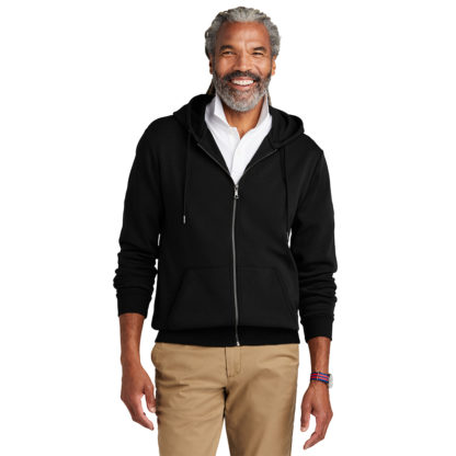 Brooks Brothers Double Knit Full Zip Hoodie Deep Black Model