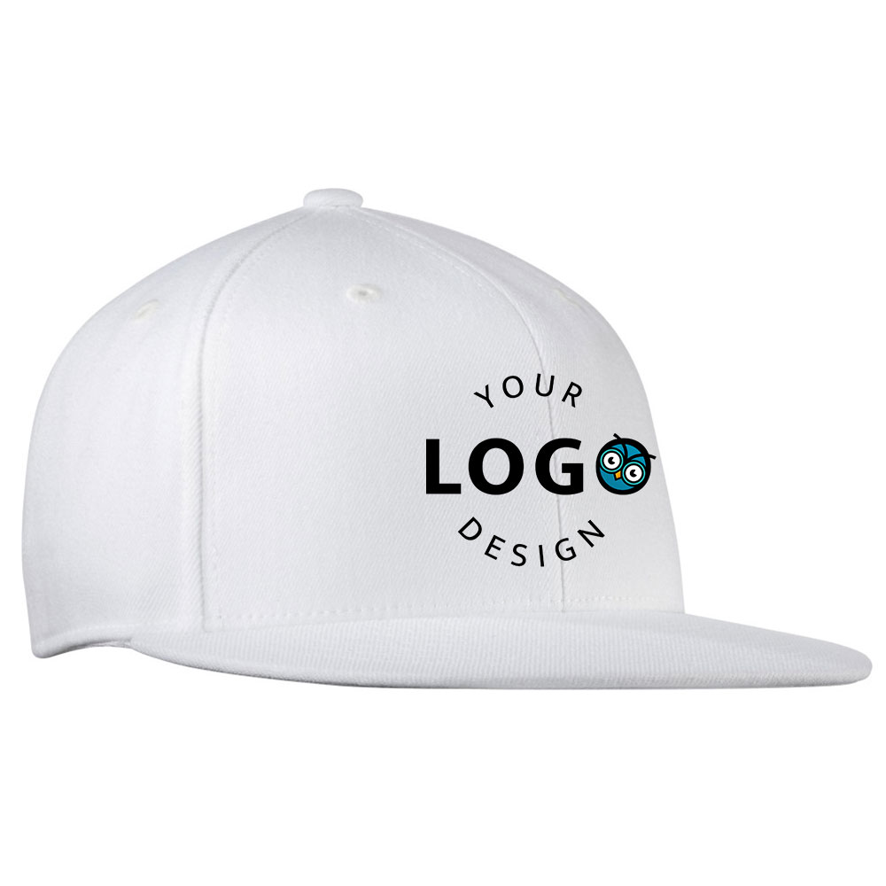 Custom Flat Bill Hat White Logo
