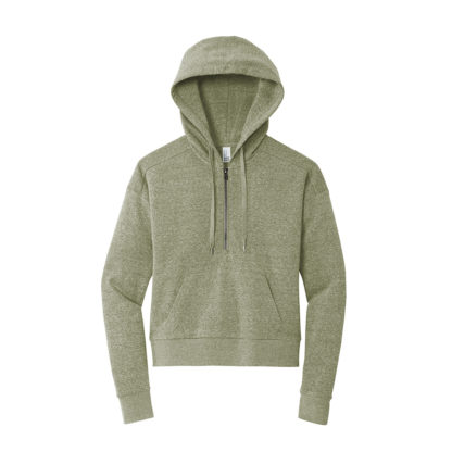 District Womens Perfect Tri Fleece Half Zip Pullover Green Frost