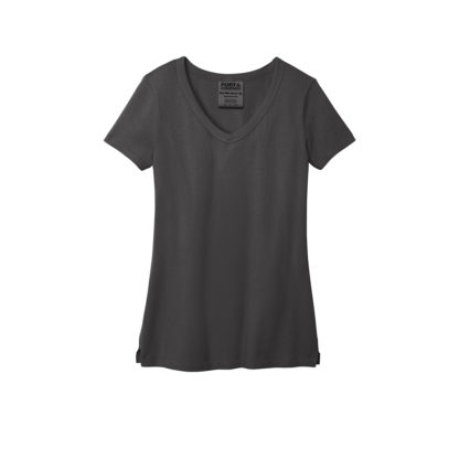 Port and Company Ladies Beach Wash Garment Dyed V Neck Tee Coal