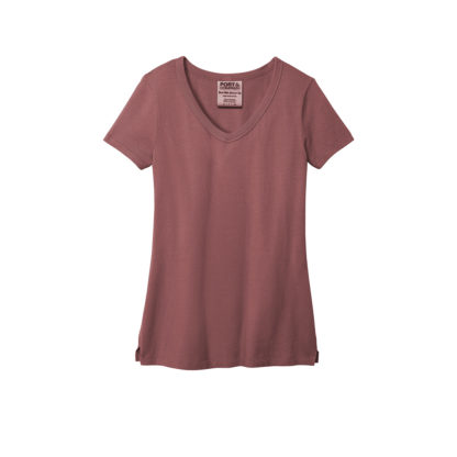 Port and Company Ladies Beach Wash Garment Dyed V Neck Tee Nostalgia Rose