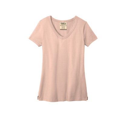 Port and Company Ladies Beach Wash Garment Dyed V Neck Tee Peach
