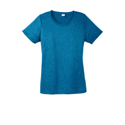 Sport Tek Ladies Heather Contender Scoop Neck Tee Blue Wake
