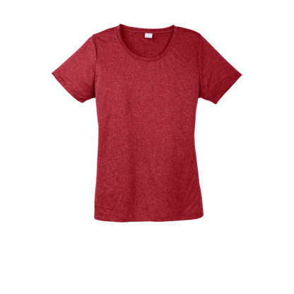 Sport Tek Ladies Heather Contender Scoop Neck Tee Scarlet Heather