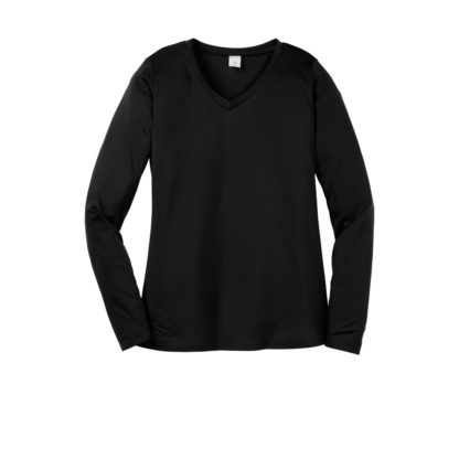Sport Tek Ladies Long Sleeve Posicharge Competitor V-Neck Tee Black