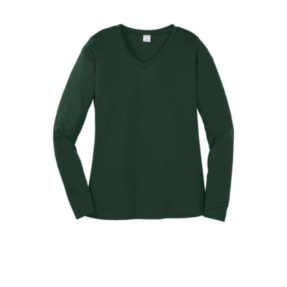 Sport Tek Ladies Long Sleeve Posicharge Competitor V-Neck Tee Forest Green
