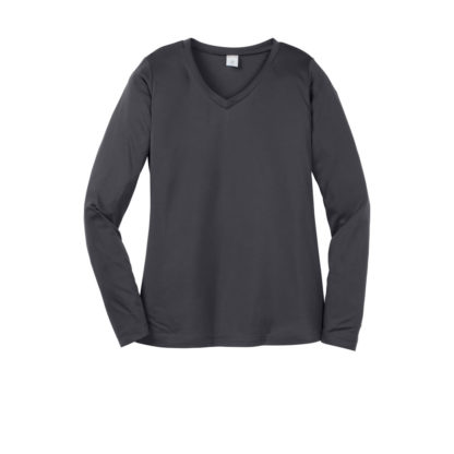 Sport Tek Ladies Long Sleeve Posicharge Competitor V-Neck Tee Iron Grey