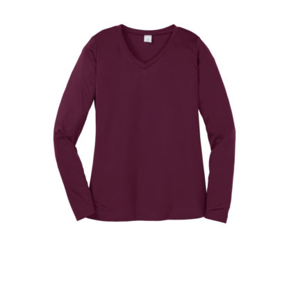 Sport Tek Ladies Long Sleeve Posicharge Competitor V-Neck Tee Maroon