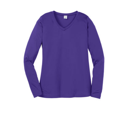 Sport Tek Ladies Long Sleeve Posicharge Competitor V-Neck Tee Purple