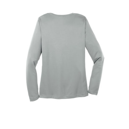 Sport Tek Ladies Long Sleeve Posicharge Competitor V-Neck Tee Silver Back