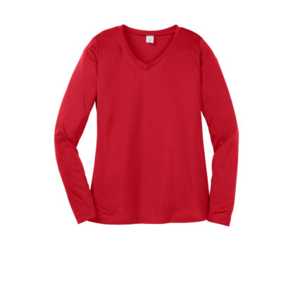 Sport Tek Ladies Long Sleeve Posicharge Competitor V-Neck Tee True Red
