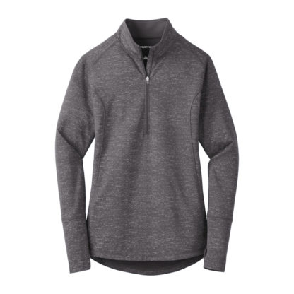 Sport Tek Ladies Sport Wick Stretch Reflective Heather Half Zip Pullover Charcoal Grey