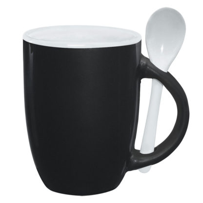 12 Oz Spooner Mug Black with White Interior