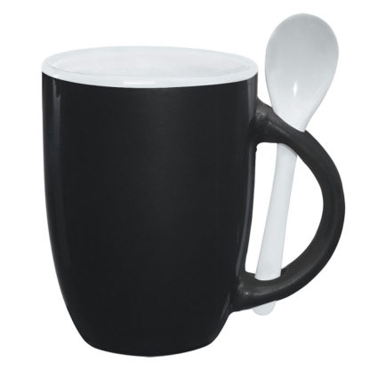 12 Oz Spooner Mug Matte Black with White Interior