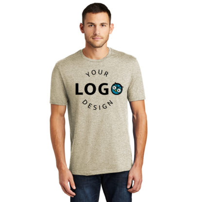 District Perfect Weight Tee Heathered Latte Center Logo