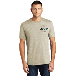 District Perfect Weight Tee Heathered Latte Left pocket logo