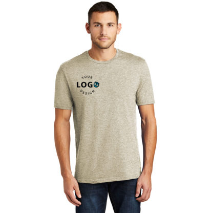 District Perfect Weight Tee Heathered Latte Right pocket logo