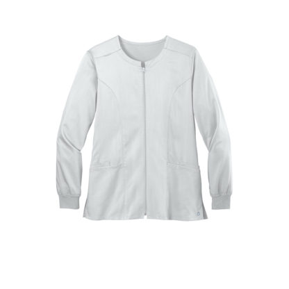 WonderWink Women's Premier Flex Full Zip Scrub Jacket White