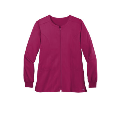 WonderWink Women's Premier Flex Full Zip Scrub Jacket Wine