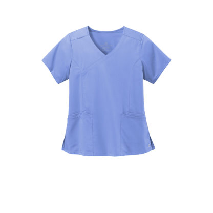 WonderWink Women's Premier Flex Mock Wrap Top Ceil Blue