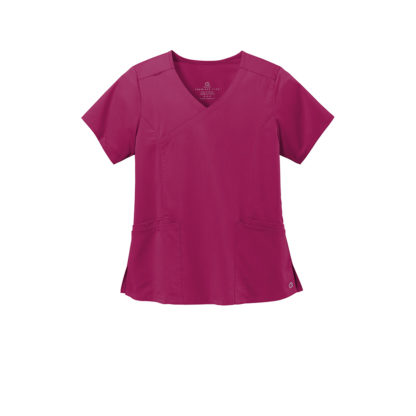 WonderWink Women's Premier Flex Mock Wrap Top Wine
